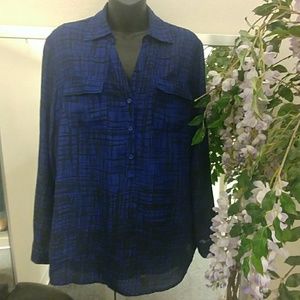 New York & Company Abstract Stripe Blouse